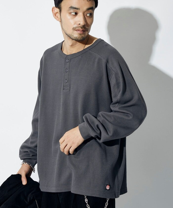 RED KAP × FREAK'S STORE / 日本聯名限定 亨利領 華夫格 長袖T恤
