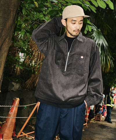RED KAP × FREAK'S STORE／日本聯名限定 燈芯絨 半拉鏈 套頭長袖襯衫