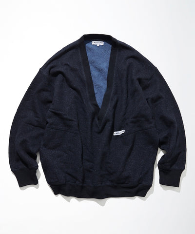 CAHLUMN Merino Wool＋Cotton Loop Back V-neck Sweatshirt / 雙材質 V領衫