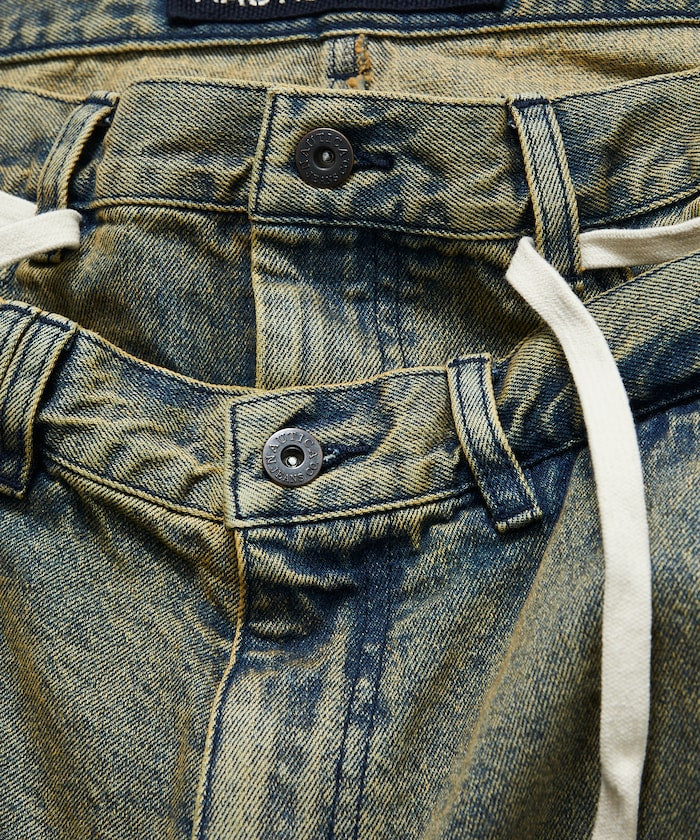 NAUTICA Double Waist Distressed Baggy Curve Denim / 牛仔褲