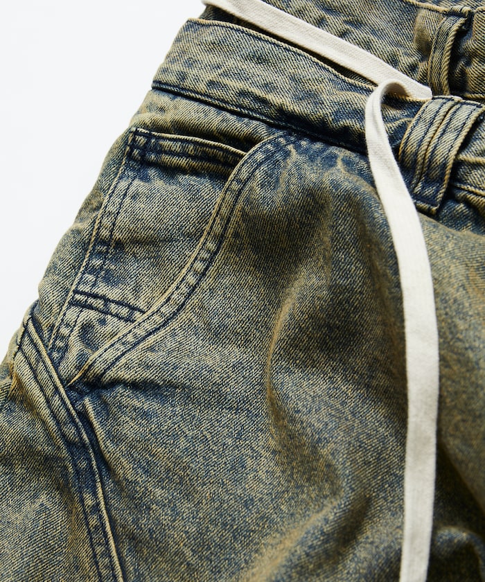NAUTICA Double Waist Distressed Baggy Curve Denim / 牛仔褲