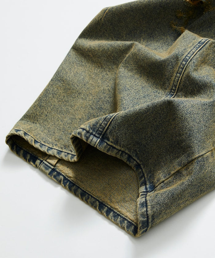 NAUTICA Double Waist Distressed Baggy Curve Denim / 牛仔褲