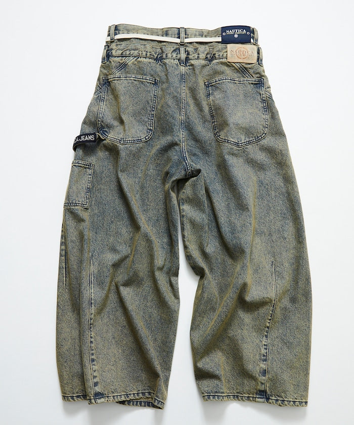 NAUTICA Double Waist Distressed Baggy Curve Denim / 牛仔褲