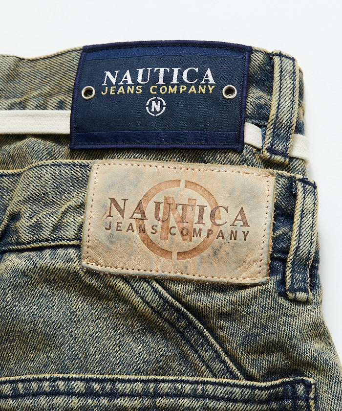 NAUTICA Double Waist Distressed Baggy Curve Denim / 牛仔褲