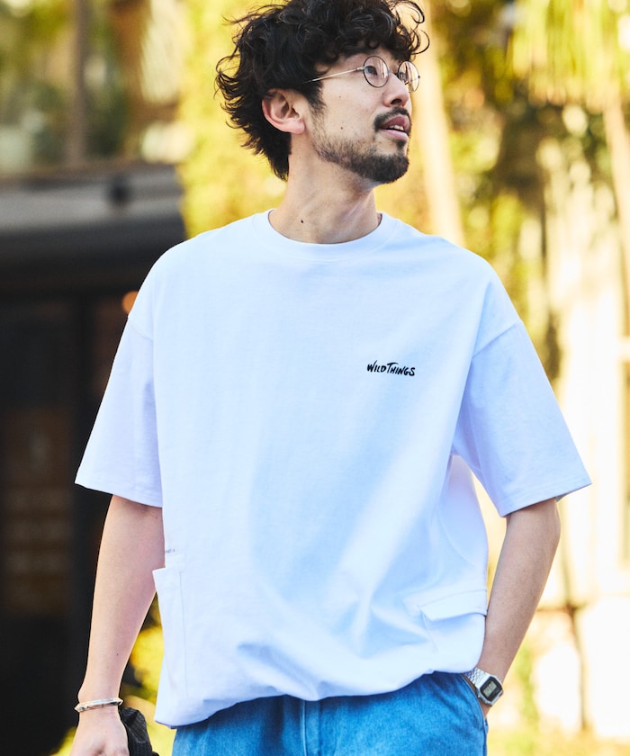 WILD THINGS×FREAK'S STORE / 別注側袋設計 抽繩下擺 短袖T恤