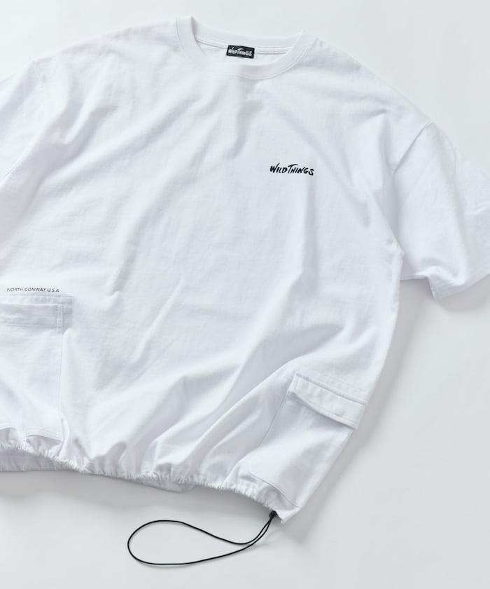 WILD THINGS×FREAK'S STORE / 別注側袋設計 抽繩下擺 短袖T恤