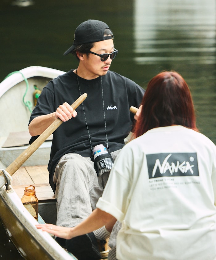 NANGA 別注 刺繍 ECO HYBRID LOGO TEE / 大LOGO 短袖T恤