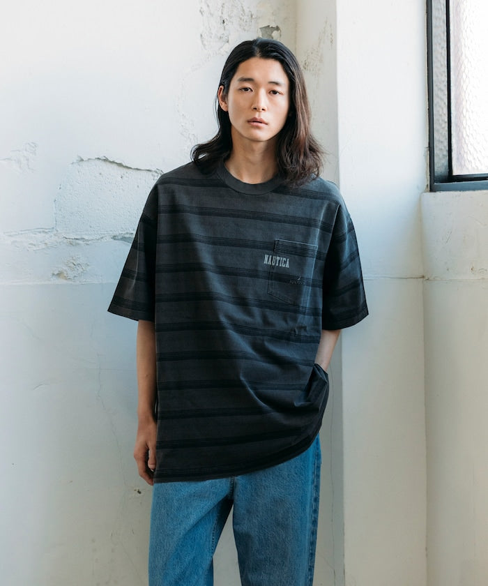 NAUTICA Garment Pigment Dyed Hidden Logo Multi Border S/S Tee / 條紋短袖T恤