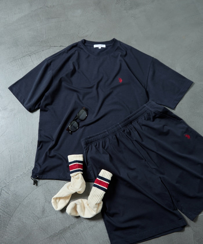U.S. POLO ASSN. / 涼感刺繡短袖T恤＋短褲 套裝組