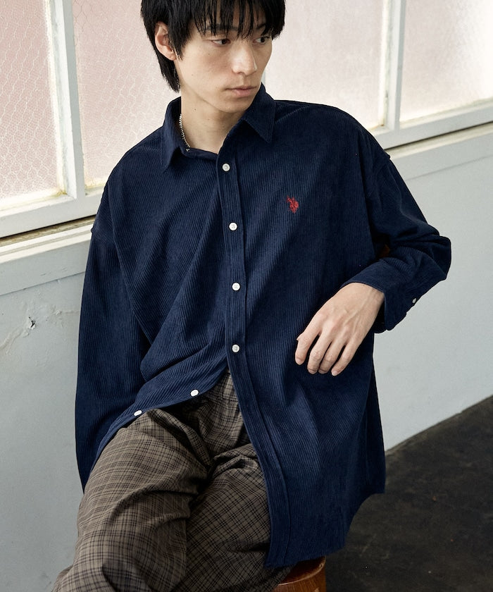 U.S. POLO ASSN. / 刺繡 寬版 燈芯絨 襯衫