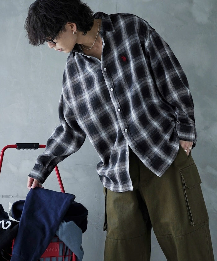 U.S. POLO ASSN. / 柔絨格紋襯衫