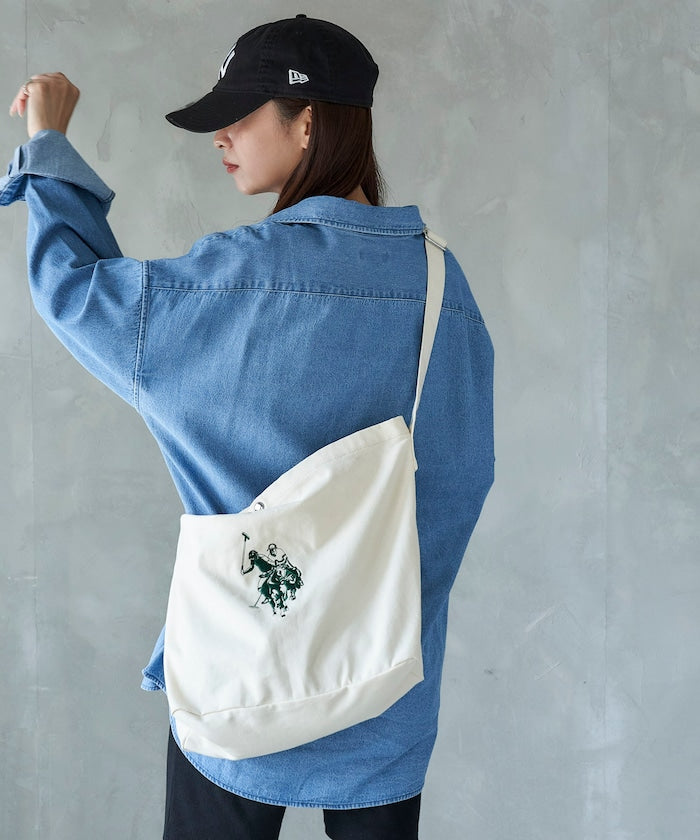 U.S. POLO ASSN. / 刺繡寬版丹寧襯衫