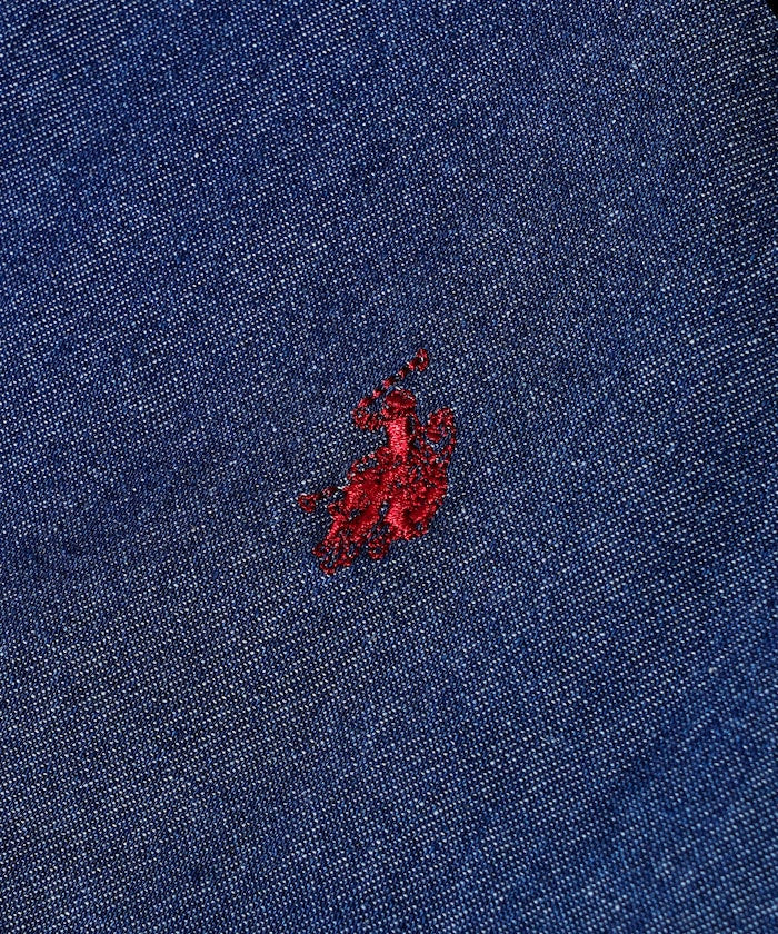 U.S. POLO ASSN. / 刺繡寬版丹寧襯衫