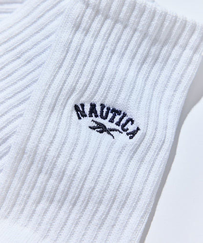 NAUTICA X REEBOK / 三入刺繡運動中筒襪組