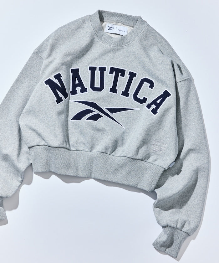 NAUTICA X REEBOK / 弧形LOGO落肩短版 圓領衫 (女生)