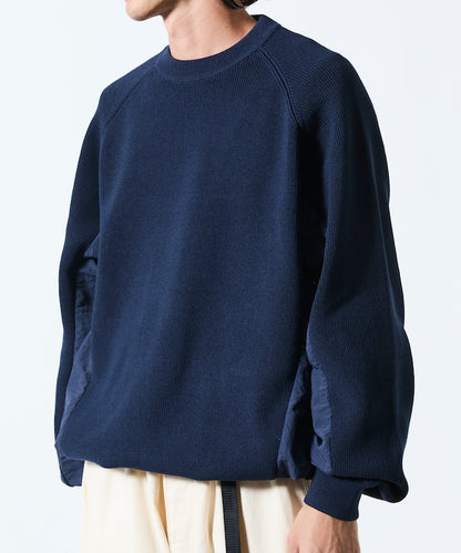 FREAK’S STORE / 拼接抽繩下襬 針織圓領衫