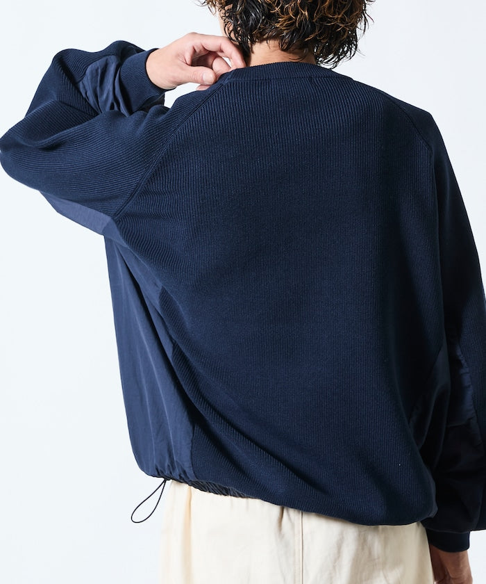 FREAK’S STORE / 拼接抽繩下襬 針織圓領衫