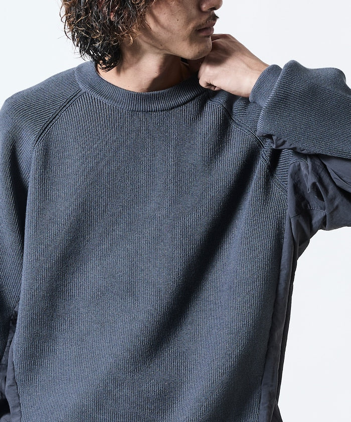 FREAK’S STORE / 拼接抽繩下襬 針織圓領衫