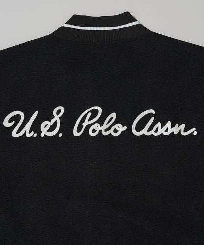 U.S. POLO ASSN. / 合成皮革拼接經典棒球外套