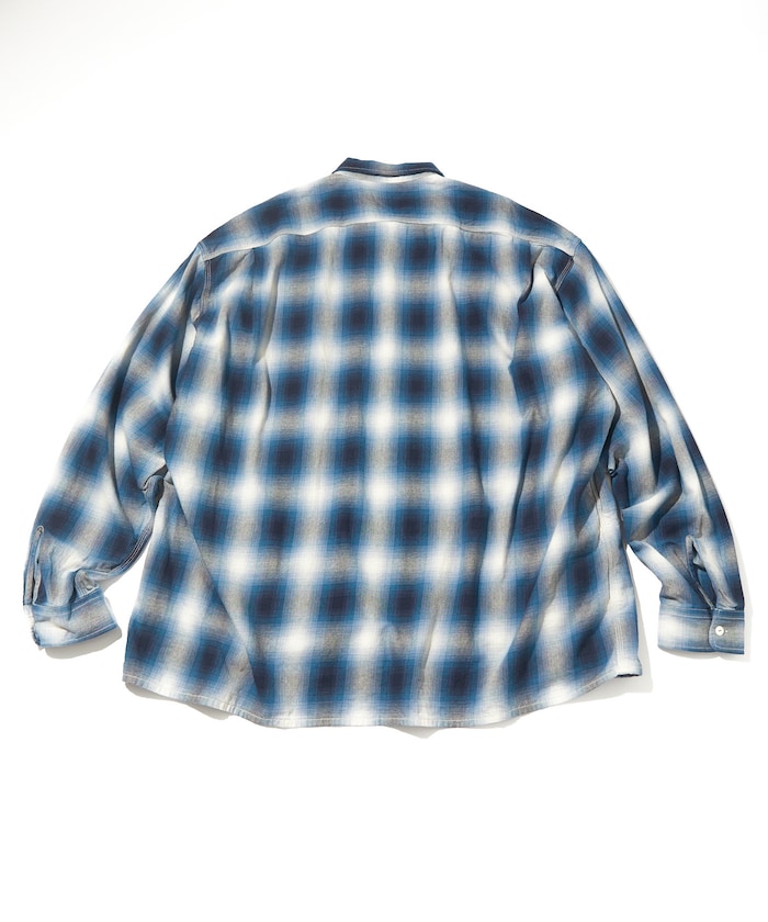 CAHLUMN Magazine Pocket Open Collar Shirt(Ombre) / 雜誌口袋襯衫