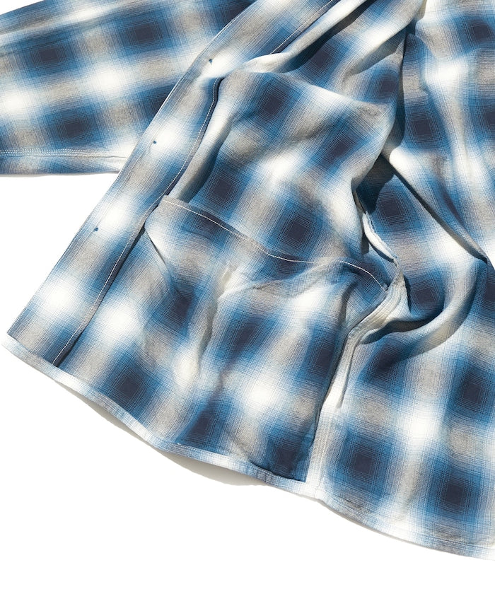 CAHLUMN Magazine Pocket Open Collar Shirt(Ombre) / 雜誌口袋襯衫