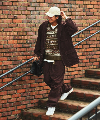 NAUTICA / 燈芯絨寬版褶裝長褲