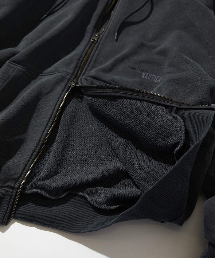 NAUTICA / 刷舊 雙向拉鍊帽衫