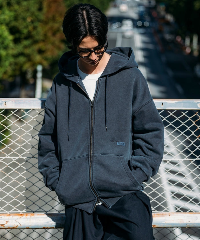 NAUTICA / 刷舊 雙向拉鍊帽衫