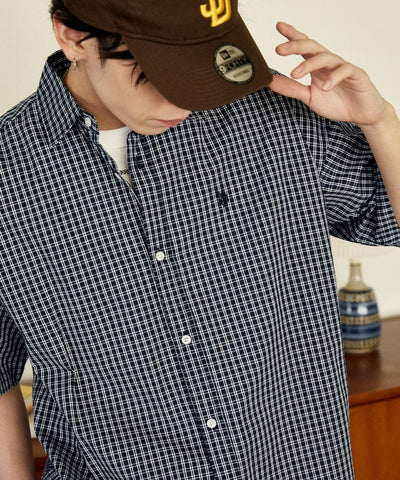 U.S. POLO ASSN. / 刺繡格紋 短袖襯衫