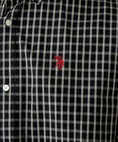 U.S. POLO ASSN. / 刺繡格紋 短袖襯衫