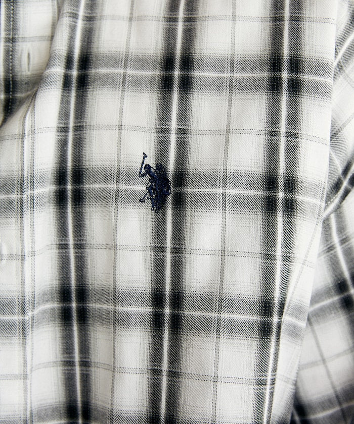 U.S. POLO ASSN. / 刺繡格紋 短袖襯衫