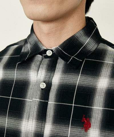 U.S. POLO ASSN. / 刺繡格紋 短袖襯衫