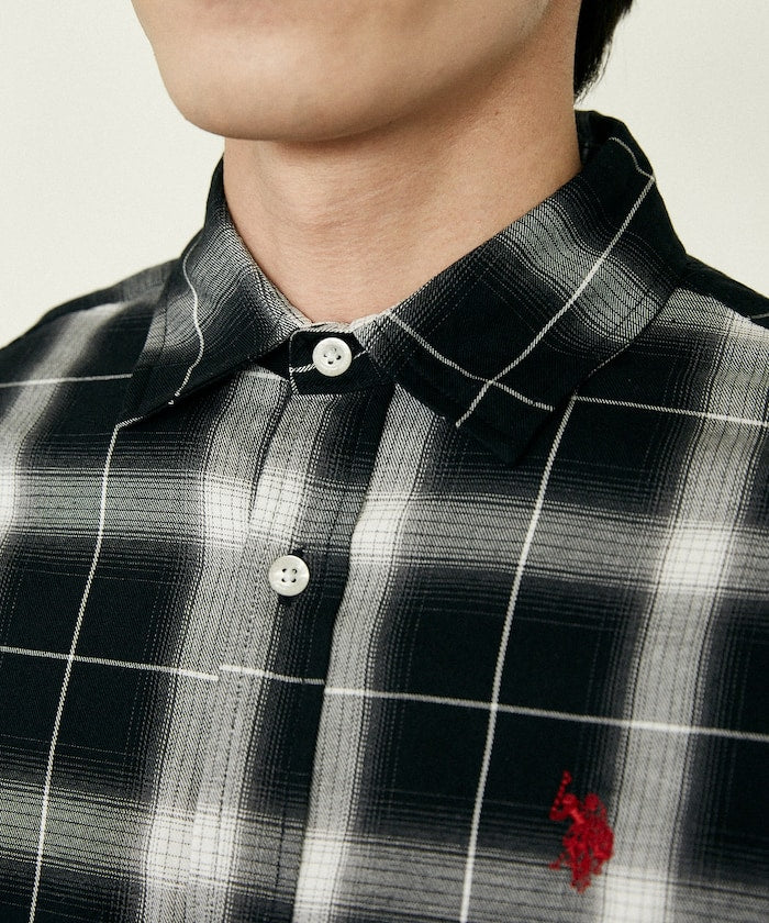 U.S. POLO ASSN. / 刺繡格紋 短袖襯衫