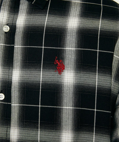U.S. POLO ASSN. / 刺繡格紋 短袖襯衫
