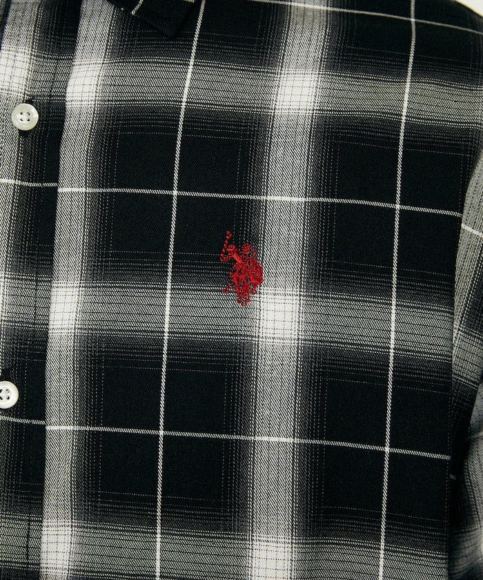 U.S. POLO ASSN. / 刺繡格紋 短袖襯衫