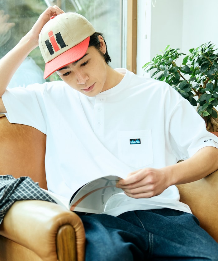 KAVU  × FREAK'S STORE / 刺繡亨利領 短袖T恤