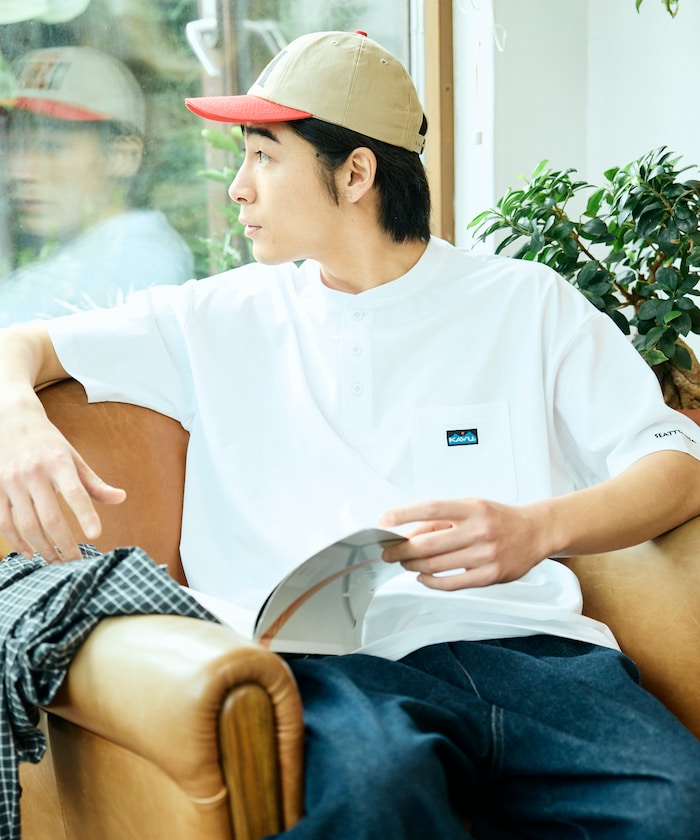 KAVU  × FREAK'S STORE / 刺繡亨利領 短袖T恤
