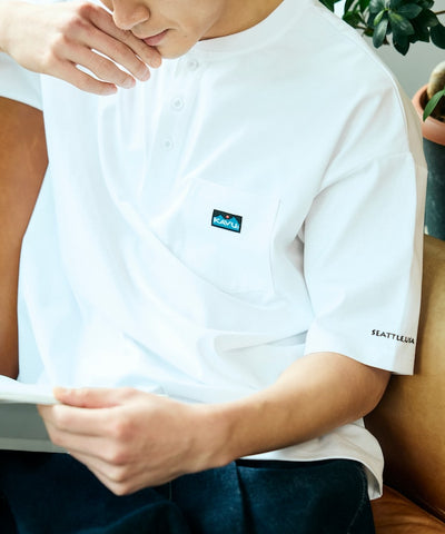 KAVU  × FREAK'S STORE / 刺繡亨利領 短袖T恤