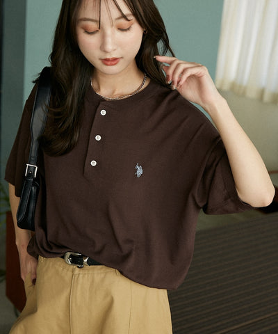 U.S. POLO ASSN. / 亨利領涼感針織 短袖T恤