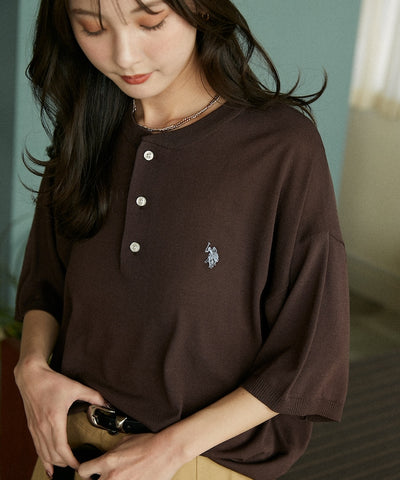 U.S. POLO ASSN. / 亨利領涼感針織 短袖T恤