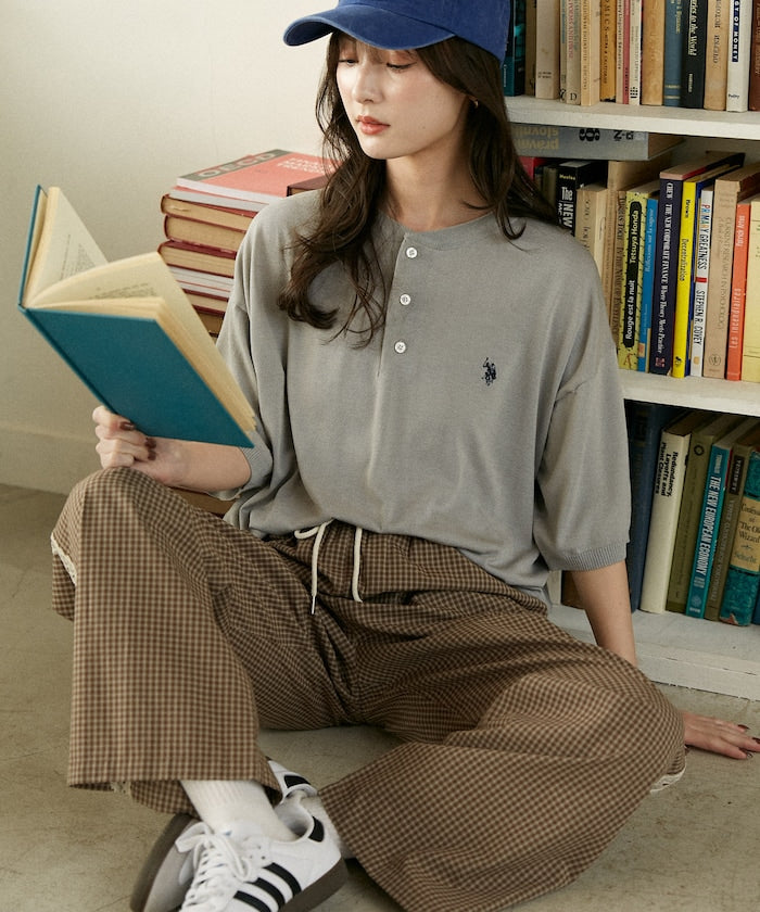 U.S. POLO ASSN. / 亨利領涼感針織 短袖T恤