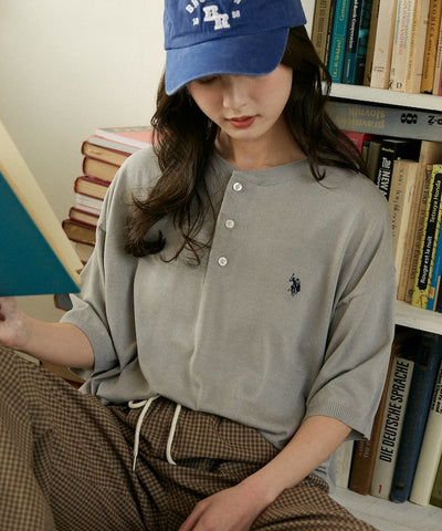 U.S. POLO ASSN. / 亨利領涼感針織 短袖T恤