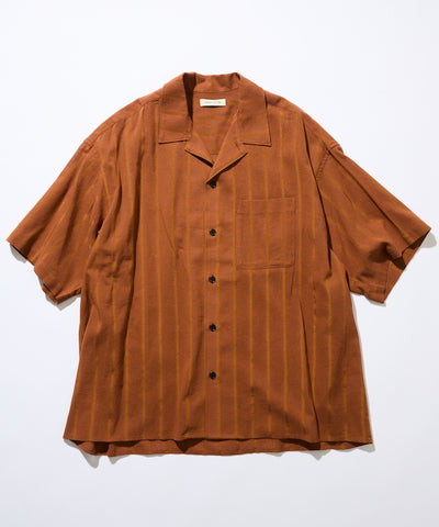 FREAK’S STORE / 緹花暗紋條紋 短袖襯衫