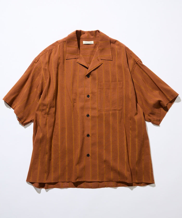 FREAK’S STORE / 緹花暗紋條紋 短袖襯衫