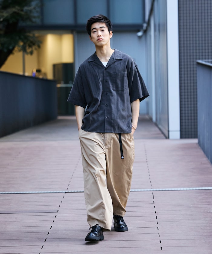 FREAK’S STORE / 緹花暗紋條紋 短袖襯衫