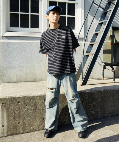 UMBRO / 刺繡條紋短袖T恤