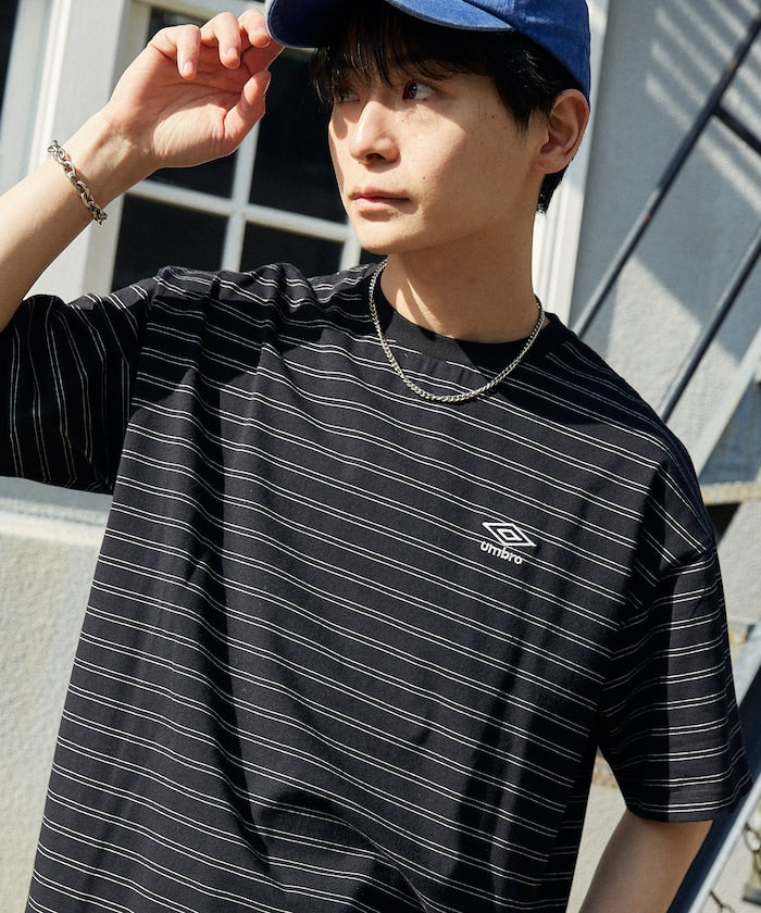 UMBRO / 刺繡條紋短袖T恤