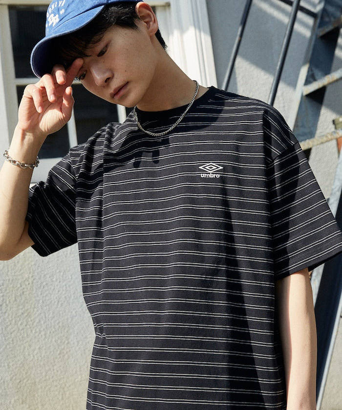UMBRO / 刺繡條紋短袖T恤