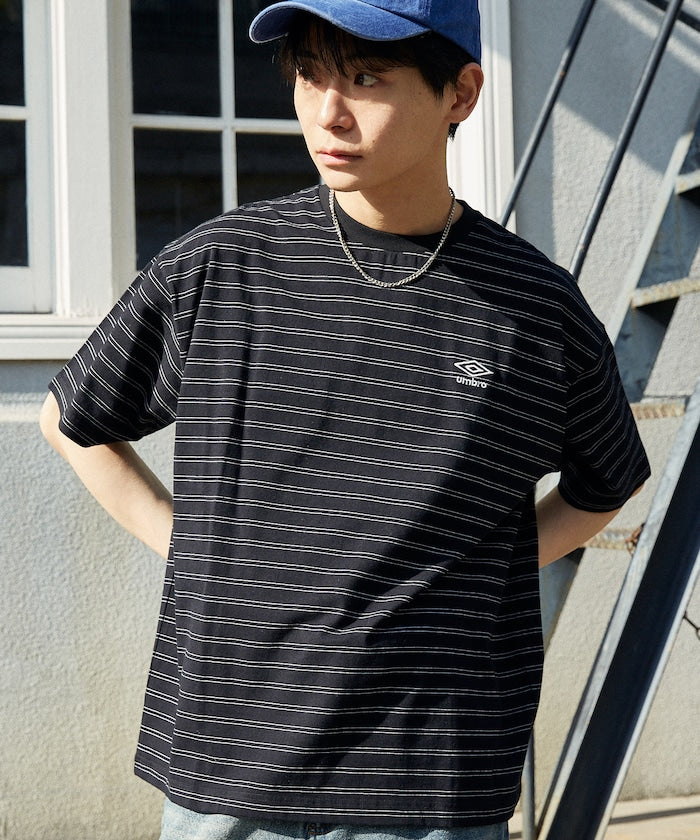 UMBRO / 刺繡條紋短袖T恤