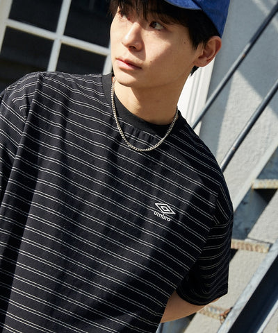 UMBRO / 刺繡條紋短袖T恤